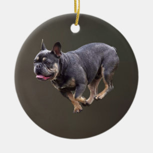 Adorno De Cerámica Bulldog Francés Corriendo
