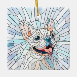 Adorno De Cerámica Bulldog francés - Frenchie - mosaico pastel