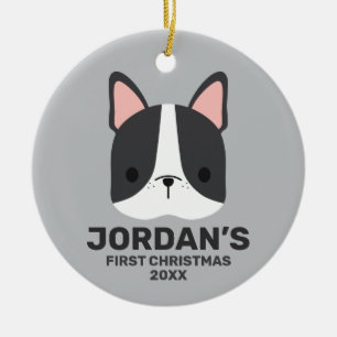 Adorno De Cerámica Bulldog francés lindo con nombre personalizado