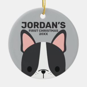 Adorno De Cerámica Bulldog francés lindo con nombre personalizado