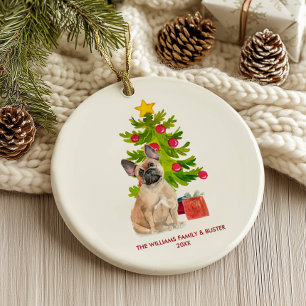 Adorno De Cerámica Bulldog Francés Navidad Personalizada