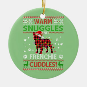 Adorno De Cerámica Bulldog francés: Navidades feos sudan navidad pija