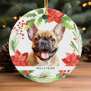 Adorno De Cerámica Bulldog francés Personaliza a los Mascotas Navidad