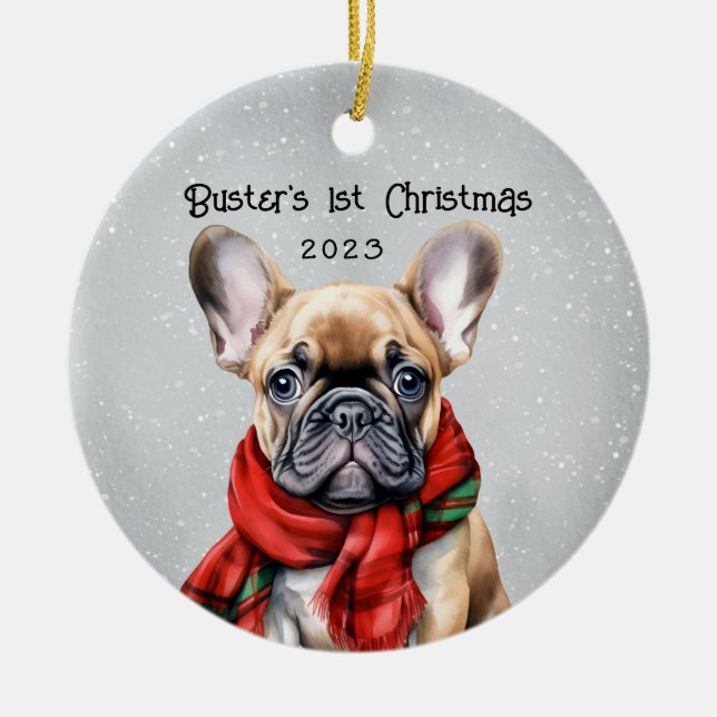 Adorno De Cerámica Bulldog francés personalizado (Frente)