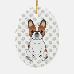 Adorno De Cerámica Bulldog francés Red Piebald Cute Caricatura Perro 
