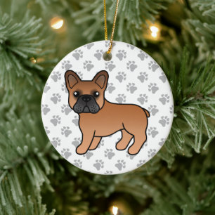 Adorno De Cerámica Bulldog Francés Rojo Perro De Dibujos Animados Lin
