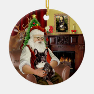 Adorno De Cerámica Bulldog francés Santa-Atigrado
