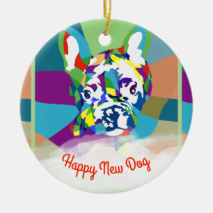 Adorno De Cerámica Bulldog Francés sentado