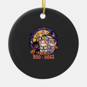 Adorno De Cerámica Bulldog Francés Vector de Halloween Boo Dogs