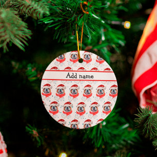 Adorno De Cerámica Bulldog Inglés Navidad