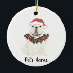 Adorno De Cerámica Bulldog inglés personalizado (blanco)<br><div class="desc">Haz la lista de este año con un adorno personalizado de tu pequeño elfo favorito!</div>