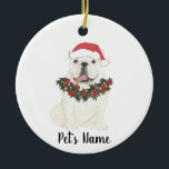 Adorno De Cerámica Bulldog inglés personalizado (blanco)<br><div class="desc">Haz la lista de este año con un adorno personalizado de tu pequeño elfo favorito!</div>