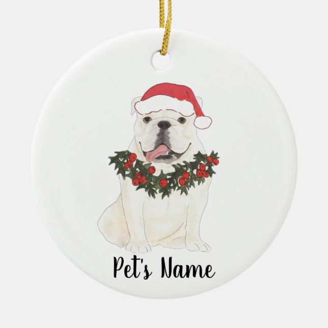 Adorno De Cerámica Bulldog inglés personalizado (blanco) (Frente)