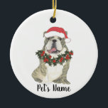 Adorno De Cerámica Bulldog inglés personalizado (Brindle)<br><div class="desc">Haz la lista de este año con un adorno personalizado de tu pequeño elfo favorito!</div>