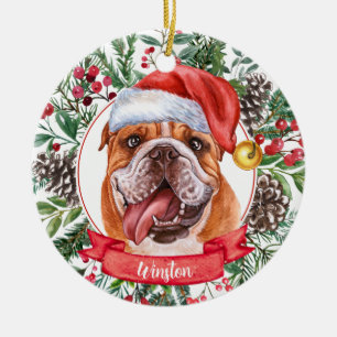 Adorno De Cerámica Bulldog Navidades de nombres personalizados Orname