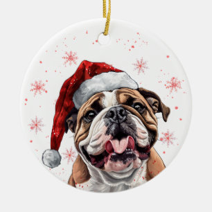 Adorno De Cerámica Bulldog Perro Navidad Personalizado