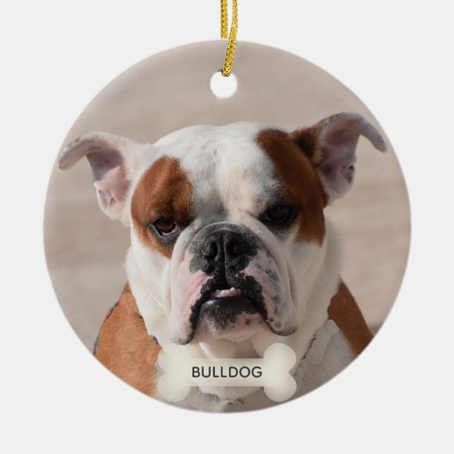 Adorno De Cerámica Bulldog personalizado Boxer Dog Photo (Frente)