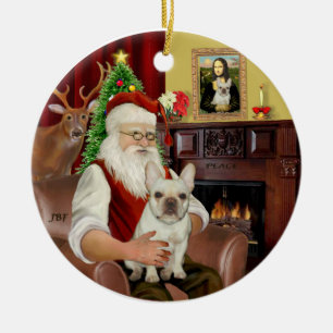 Adorno De Cerámica Bulldog Santa-Francés 1
