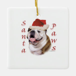 Adorno De Cerámica Bulldog Santa Paws