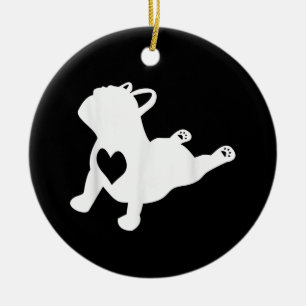 Adorno De Cerámica Bulldog Yoga Pose Love Heart Workout Gift