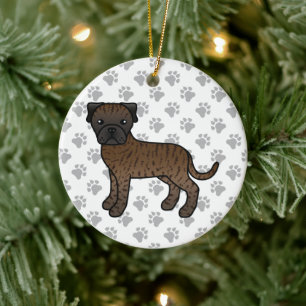 Adorno De Cerámica Bullmastiff atigrado perro de dibujos animados lin