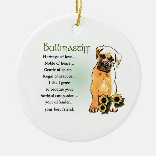 Adorno De Cerámica Bullmastiff Herencia de Regalos de Amor (Frente)