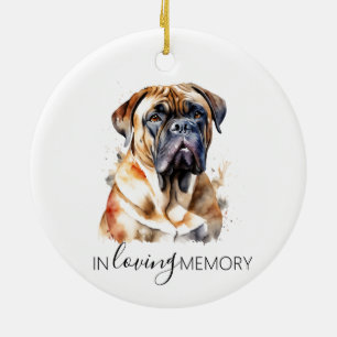 Adorno De Cerámica Bullmastiff perro memorial acuarela Navidad