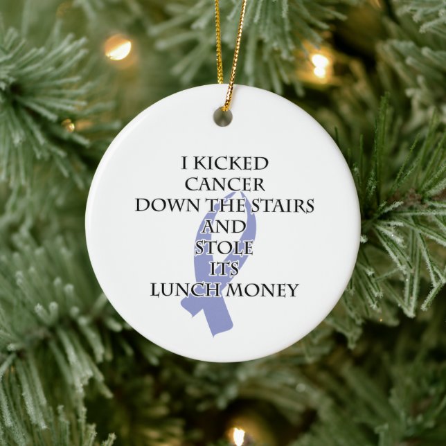 Adorno De Cerámica Bully de Cáncer (Cinta Periwinkle) (Árbol)