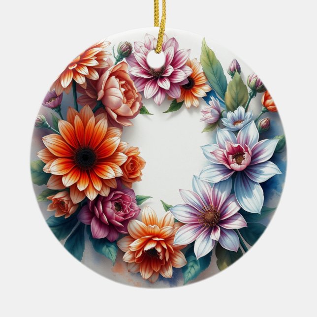 Adorno De Cerámica Bunch of Flowers Elegant Watercolor (Frente)