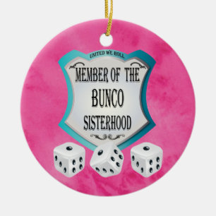 Adorno De Cerámica Bunco - el rosa nos unió rueda los dados