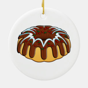 Adorno De Cerámica Bundt Cake decorado para Navidades clásicos redond
