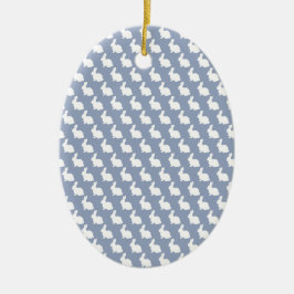 Adorno De Cerámica Bungalow simple azul y blanco de Pascua