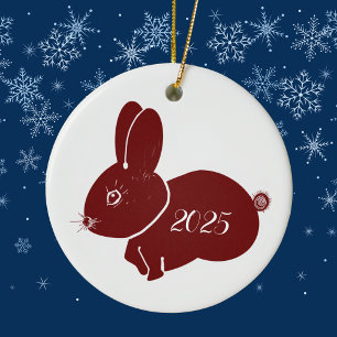 Adorno De Cerámica Bunnies rojos 2025