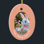 Adorno De Cerámica Bunny and Child photo in Oval Frame Easter<br><div class="desc">Bunny and Child photo in Oval Frame can be a gift for your Easter. Generative content image may be replaced. Humor text says "Some Bunny Loves Me"</div>