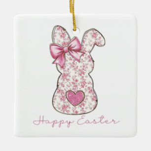 Adorno De Cerámica Bunny Floral Easter