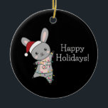 Adorno De Cerámica Bunny Merry Christmas Winter Animals Rabbits<br><div class="desc">El conejo para Navidades con luces de hadas. Animales divertidos con regalos y nieve para las vacaciones. También es gracioso para los Navidades en julio. Hasen son animales dulces y perfectos para los Navidades.</div>