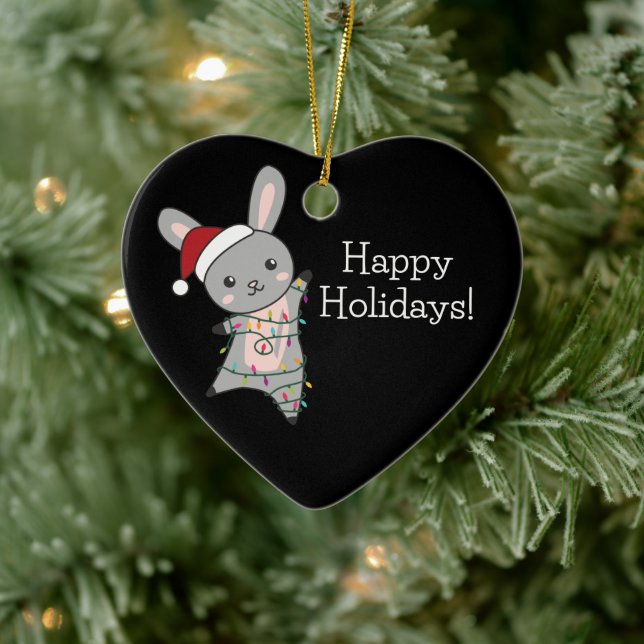 Adorno De Cerámica Bunny Merry Christmas Winter Animals Rabbits (Árbol)