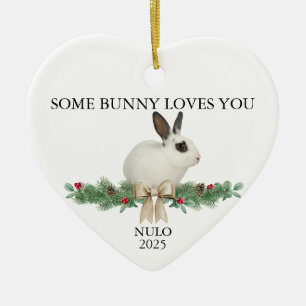 Adorno De Cerámica Bunny Ornament Mascota de fotografía de Conejo Nav