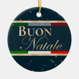 Adorno De Cerámica Buon Natale Bandera Italiana Navidad