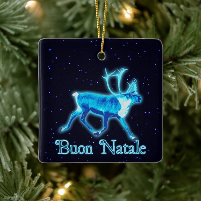 Adorno De Cerámica Buon Natale - Blue Caribou (reno) (Árbol)
