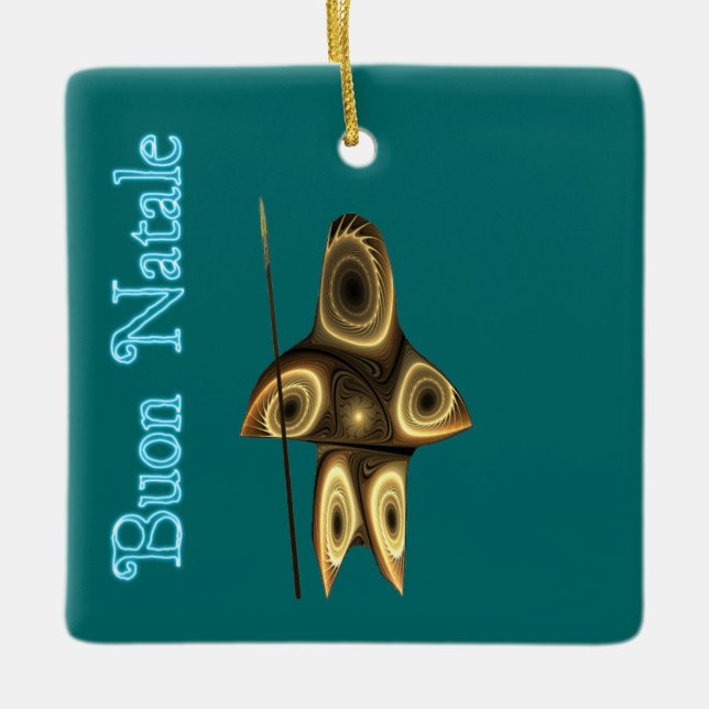 Adorno De Cerámica Buon Natale - Cazador inuit fractal (Anverso)