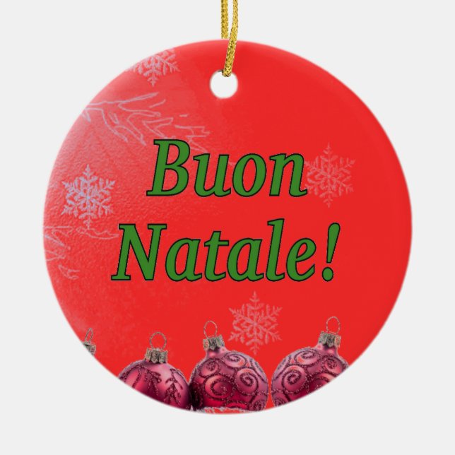 Adorno De Cerámica ¡Buon Natale! Feliz Navidad en Italia (Frente)
