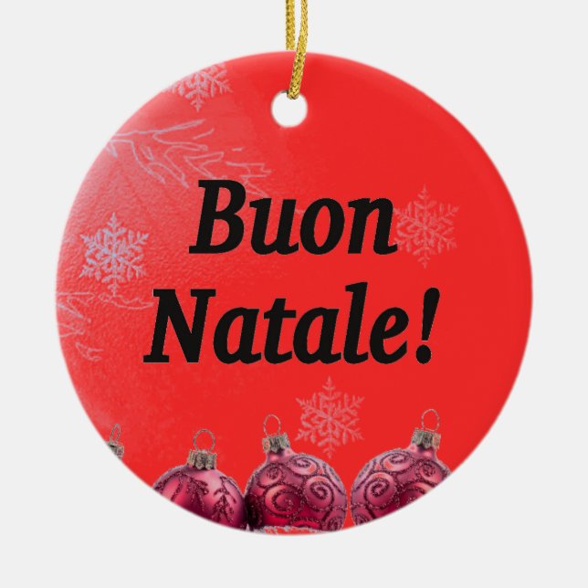 Adorno De Cerámica ¡Buon Natale! Feliz Navidad en italiano (Frente)