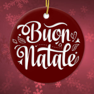 Adorno De Cerámica Buon Natale Navidades sencillos rojos italianos