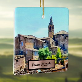 Adorno De Cerámica Buon Natale Orvieto Italia Hillside e Iglesia
