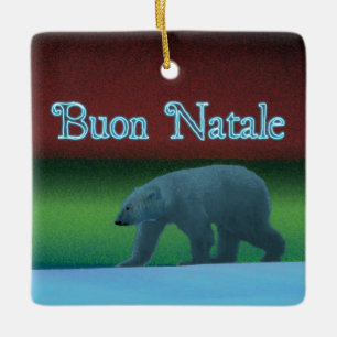 Adorno De Cerámica Buon Natale - Oso Polar de Luces Polares