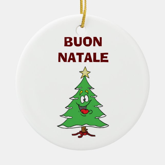 ADORNO DE CERÁMICA "BUON NATALE" RIENDO ORNAMIENTO DE ÁRBOL DE NAVIDA (Frente)