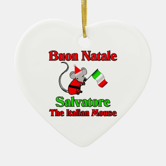 Adorno De Cerámica Buon Natale Salvador el ratón italiano (Frente)