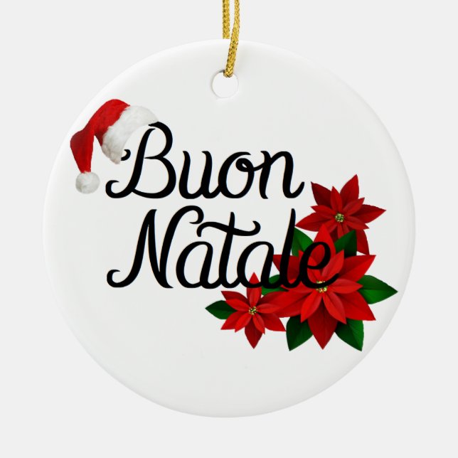Adorno De Cerámica Buon Natale Santa Hat (Frente)