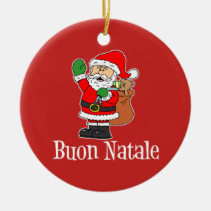 Adorno De Cerámica Buon Natale Santa Ornament